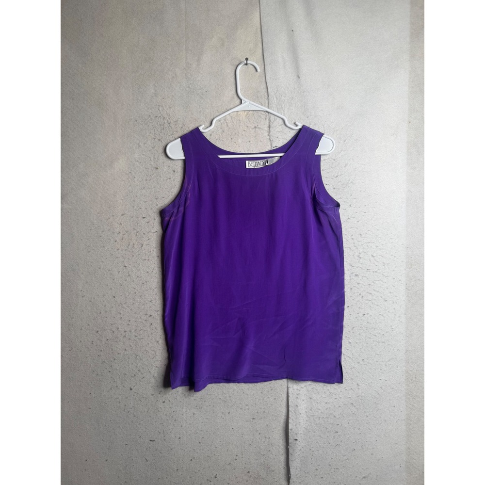 VTG Bethany Womens Purple 100% Silk Sleeveless Scoop Neck Tank Top Size Medium